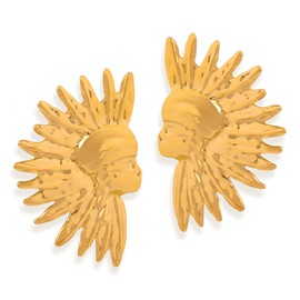 Frigotine Chunky Gold Sun Stud Earrings for Women, Trendy Statement Exaggerated Geometric Hammered Textured Lightweight Hypoallergenic Earing Prom Vintage Jewelry Gift