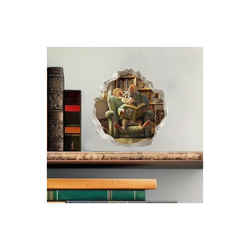 Reading Mouse - Mouse Hole Wall Sticker