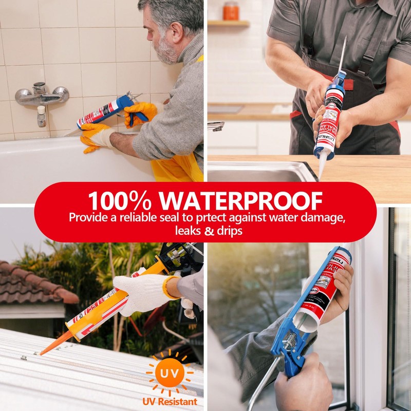 Clear Advanced Silicone Caulk & Sealant, 10Oz Cartridge, 100% Waterproof