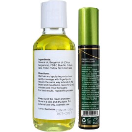BERGAMOTA Oil Cuidado del Cabello Aceite de bergamota ideal para cabello, barba y bigote, 4.05oz + BERGAMOT OIL BLACK Máscara de pestañas a prueba de agua, fortalecedora 13g (4% silicio