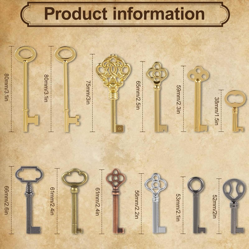 12PCS Hollow Barrel Skeleton Key, Universal Barrel Key Replacement, Generic