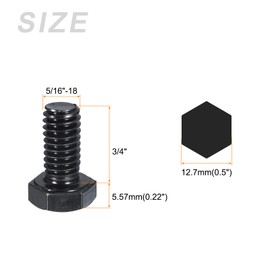 METALLIXITY Hex Head Bolts (5/16-18 x 3/4") 10Pcs, 304 Stainless Steel 18-8, Fully Threaded, External Hex Drive, Hex Head Screw Bolt, Black Oxide