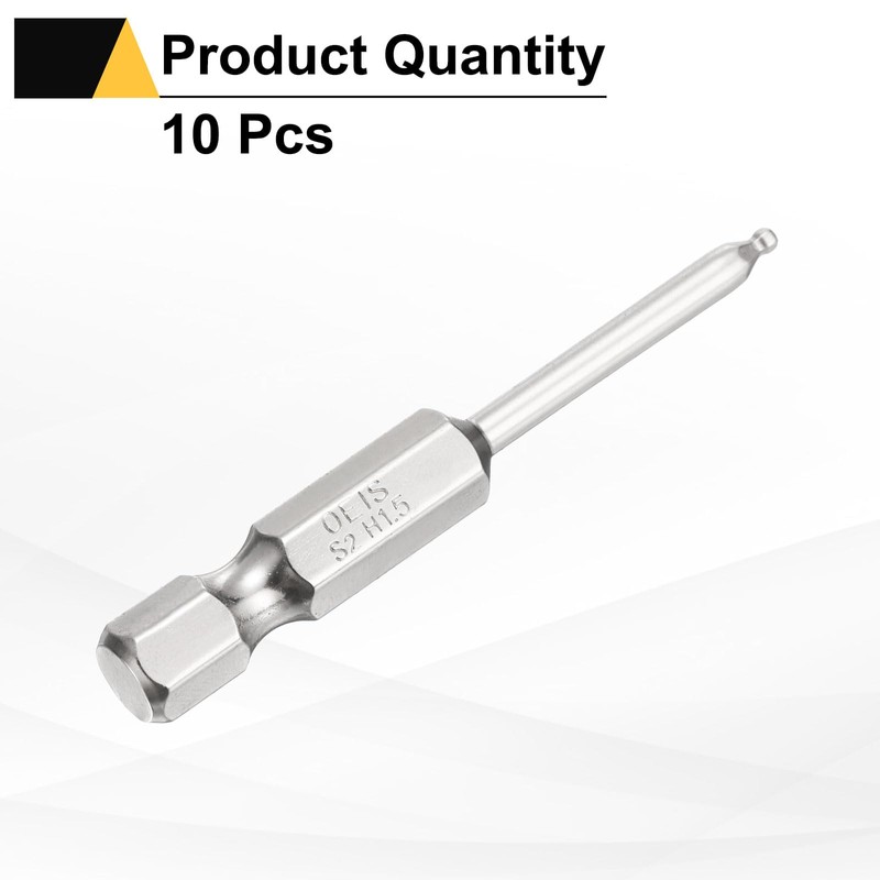 HARFINGTON 10pcs Ball End Hex Screwdriver Bit H1.5 (1.5mm) Head