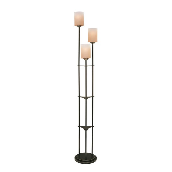 Lite Source LS-80700D/BRZ Floor Lamp with Amber Glass Shades, Bronze Finish