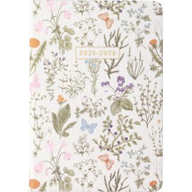 2025-2026 Eccolo 18 Month Linen Botanical Bound Planner, Monthly & Weekly Pages (5.25 x 7.75" - July 2025 - Dec 2026)