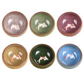 Hemoton 6pcs Ceramic Kung Fu Tea Cups Chinese Japanese Vintage Handmade Ceramic Tea Set Porcelian Asian Tea Cups Ceramic Teaware for Outdoor and Office