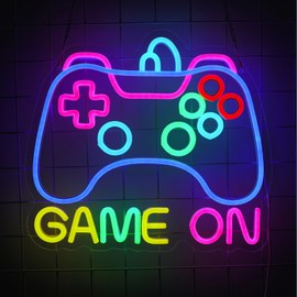 ENUOLI Gamer Neon Sign, Gamepad Shaped Neon Signs for Boys Room LED Dimmable Game Controller Neon Sign USB Powered Colorful Gamer Sign Gamer Neon Lights Game On Neon Signs for Game Room Decor