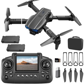 elecci E99 Drone with Screen Controller, Two-batteries, Altitude Hold, One Key Take Off/Landing, Active Obstacle Avoidance. with Black Outdoor Carrying Case. (Black - 2 batteries)