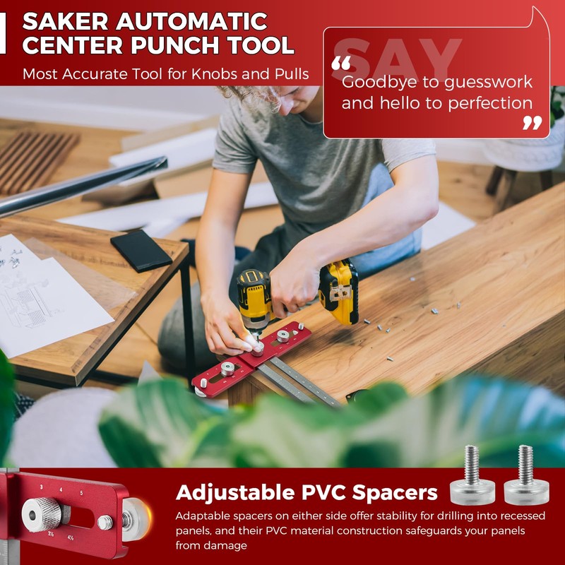 Saker Cabinet Hardware Doweling Jig,Adjustable Cabinet Template Tool for Knobs,Handle