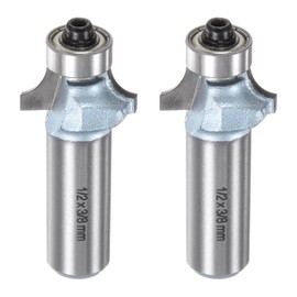 sourcing map 2pcs Roundover Router Bit 1/4 Shank 3/16" Radius 54mm Length Tungsten Steel Tipped Edge Rounding Over Bit with Bearing Guide, Woodworking Milling Tool, Light Blue