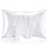 BEDELITE Satin Pillowcase with Zipper 2 Pack, White Pillow Cases