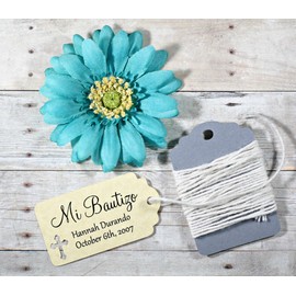 Mi Bautizo Tags - Custom Baptism Favor Tags - 20pc (Antique Gold)