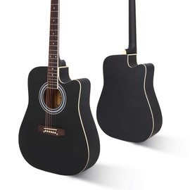 GLARRY 41 Inch Beginner Acoustic Guitar Kit Cutaway Full Size for Beginner Adult with Gig Bag, Guard Board, Wrench Tool(Black)
