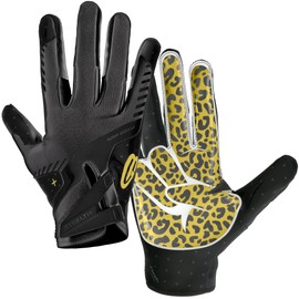Grip Boost Football Gloves Peace Stealth 6.0 Boost Plus Technology Men's Receiver Gloves - Adult Sizes (Black/Gold, Medium)