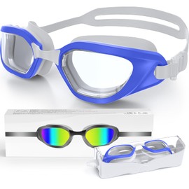 Zeligerstar Swimming Goggles, Goggles Swimming Adult with 3 Sizes Nose Bridges, Anti-Fog UV Protection No Leaking Adjustable Swim Goggles for Men Women Junior