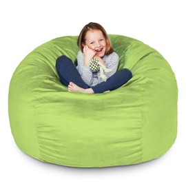 Lumaland Luxury Bean Bag Chair - 3' Ultra Soft Bean Bag with Microsuede Cover - Machine Washable Big Bean Bag, Ideal Furniture for Kids Bedroom, Dorm Room and Living Room - Light Green