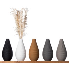 3D Vase Babette Decorative Vase XL 38 cm Floor Vase Decorative Vase Pampas Grass Dried Flowers (White)