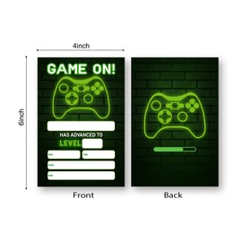 LoaHak Video Game Birthday Party Invitations, Video Game Birthday Invitations, Neon Party Invite, Birthday Party Invitations for Friends, Classmates, Teammates, etc. (059)