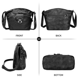 LassZone Women Multi-Pocket Crossbody Shoulder Bag Ladies Handbags Soft PU Leather Messenger Bag with Adjustable Strap