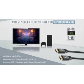 Cable HDMI Certificado de Ultra Alta Velocidad de 3 metros, 8K a 60 Hz o 4K a 120 Hz, con Ethernet
