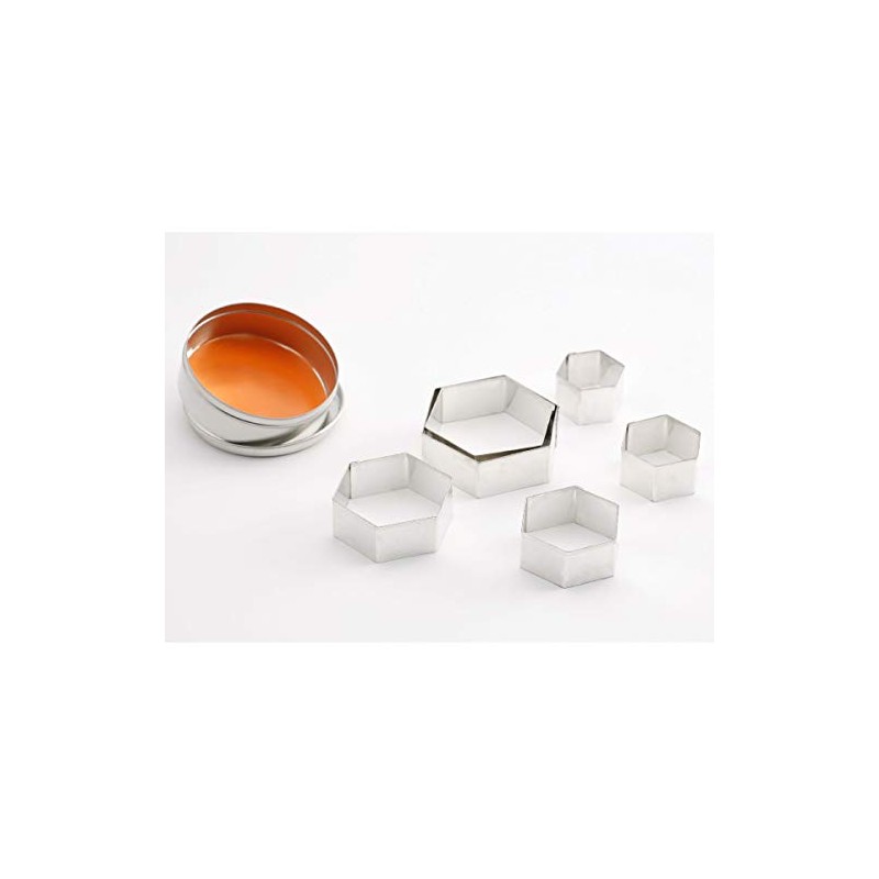 thermohauser Cookie Cutter Set (Stainless Steel), Hexagon, Smooth Rim, 6