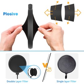 Namvo Microphone Pop Filter Swivel Pop Screen with Double Layer Mask Sound Shield Guard Windscreen for Blue Yeti Blue Snowball and Other Recording Studio Mic