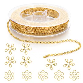 Oruola 32.8ft Gold Chain Jewelry Making,Gold Chain for Jewelry Making,2mm Gold Filled Chain for Jewelry Making with Lobster Clasps & Jump Rings,DIY Craft Chain Jewelry Making Supplies