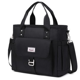 KYALOU Medium Tote Purse Bag for Women, Nurse Bag for Work, Teacher Tote Bag, Waterproof Nylon Shoulder Crossbody Handbag for Travel Gym Beach Schoool - Black