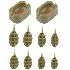 Eterspr 8 pieces fishing inline feeder, inline method carp fishing feeder set, use for fishing 15 g / 20 g / 25 g / 35 g & 30 g / 40 g / 50 g / 60 g (brown)