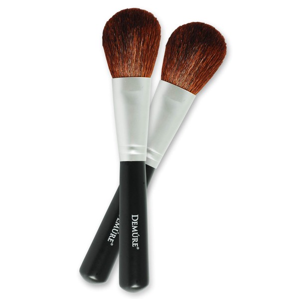Blush Brush 100% Natural Goat Hair Brush Set for Contouring, Blending, Bronzing & Highlighting. Mineral Makeup, Powder & Foundation Brush - Demure Cosmetics by Deluvia. Two for One Make-Up Brushes!
