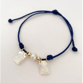 Handmade Mother of pearl scapular bracelet Our Lady of Mount Carmel Sacred Heart catholic