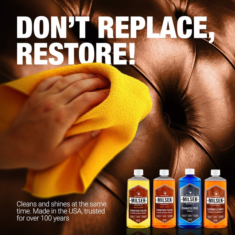 Milsek Furniture Polish Variety Pack: Lemon Oil, Orange Oil, Stainless