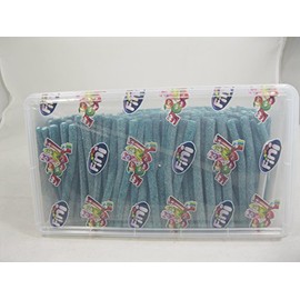 Tuberoos Blue Color White Fondant Filled Sour Licorice Sticks, Raspberry Artificially Flavor. - 200 Pieces Tub