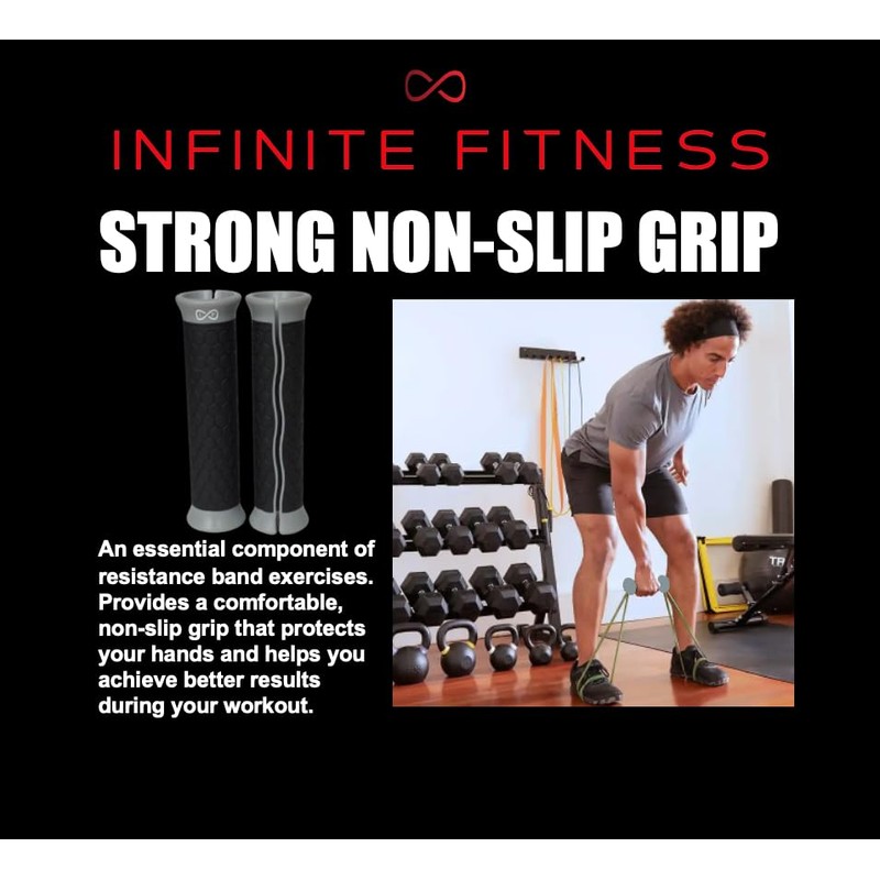 Handles for Resistance Bands, for Pull Up Assistance Bands, Black/Grey