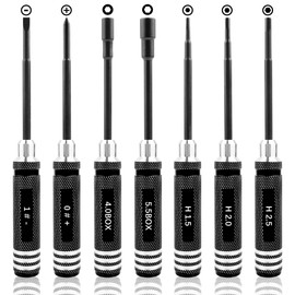 7-in-1 Mini Hex Screwdriver Set (0.05"/1.5mm, 2.0mm,2.5mm & Box Wrench (4.0mm,5.5mm) Nut Screw Driver|RC Tool Kit|Phillips| Compatible with TRX4M SCX24 1/24 1/18 1/16 RC Cars Drone Repair(Black)