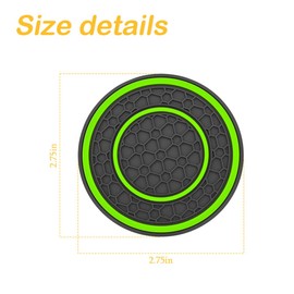 Osilly 2 Pack Car Coasters for Cup Holder, 2.75 Inch No-Slip Anti Dust Insert Coaster, Universal Auto Waterproof Coasters Silicon Insulation Cup Mats for Woman Man, Suit for Vehicle Interior (Green)