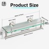 Floating Tempered Glass Bathroom Shelf with Towel Bar - Brushed