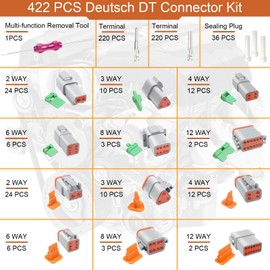685 PCS Deutsch Connector Kit, 2 3 4 6 8 12 Pin Grey DT Connector with 16# Stamped Contacts, Deutsch Pin Connector Removal Tool, Waterproof Automotive Electrical Connector