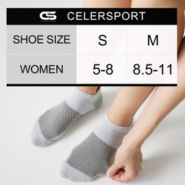 CS CELERSPORT 5 Pairs Women's Ankle Running Socks Cushioned Athletic Sport Socks with Tab, Grey, Medium