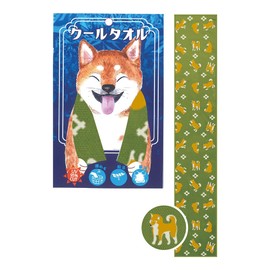 Maruwa Boeki Smiley Animal Cool Towel, Shiba Inu, Size: Approx. W20, D100, 4009029-05
