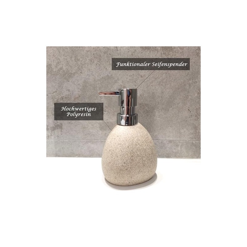 Soap Dispenser Bathroom Beige 250 ml, Pump Dispenser for Liquid