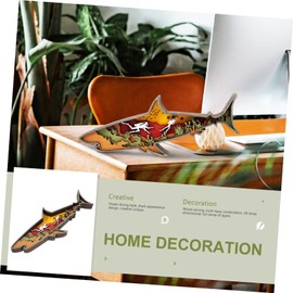 FUNOMOCYA Shark Craft Decoration Wooden Shark Desktop Ornaments Home Adornment Artistic Decor
