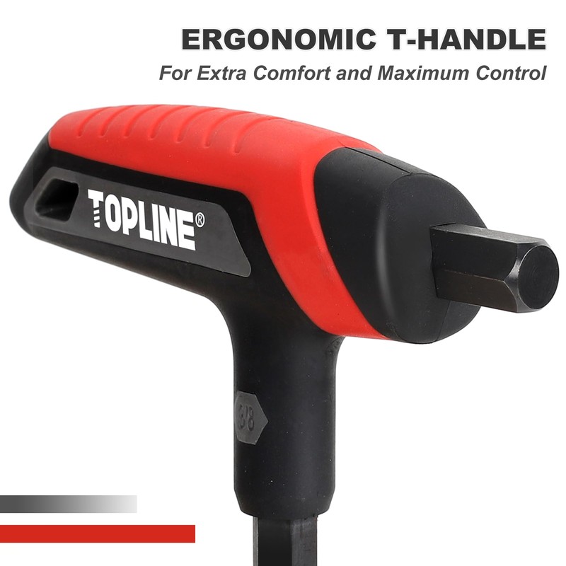Topline 14-Piece T-Handle Hex Key Set, Metric&SAE, Long Arm Hex