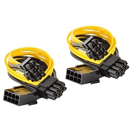 Qaoquda 8 Pin PCIe Splitter, PCI 8 Pin to Dual 8 Pin (6+2) Graphics Card PCIe Express Power Adapter GPU VGA Y-Splitter Extension Cable Mining Video Card Power Cable (12 inches 2 Pack)