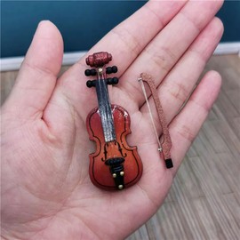 Miniature Violin, Dollhouse Violin Model Musical Instrument, 1/12 Scale Violin, Miniature String Instrument, Tiny Violin Bow, for Dollhouse Decortion DIY