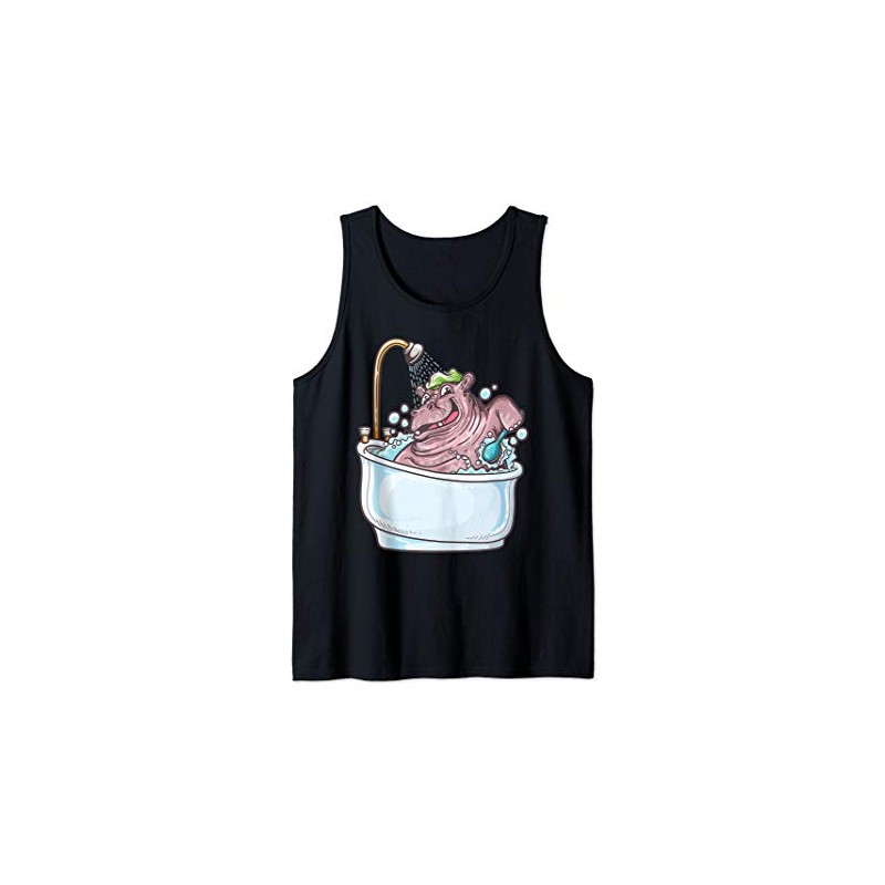 Funny Hippo Shower Bubble Bath Tub Hippopotamus Tank Top