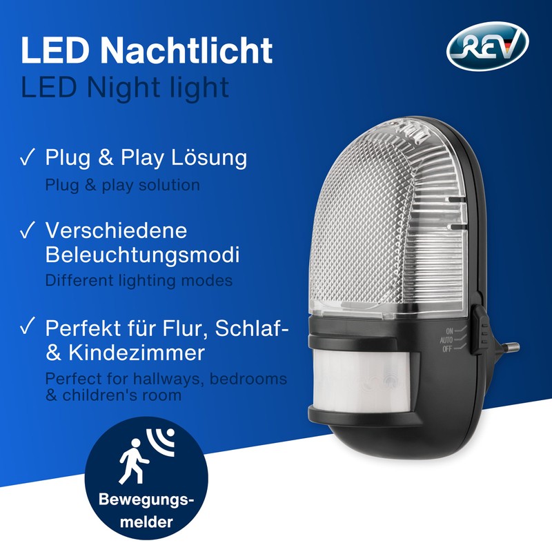 REV Night Light Socket Lamp with Motion Sensor, Detection Range