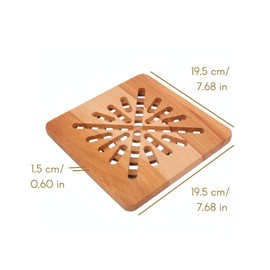 Creative Home Square Hot Trivet Wood | 19.5 x 19.5 x 1.5 cm | Reversible Coaster Pot | Table & Counter Protection Mat | Pot Coaster Heat Resistant & Environmentally Friendly