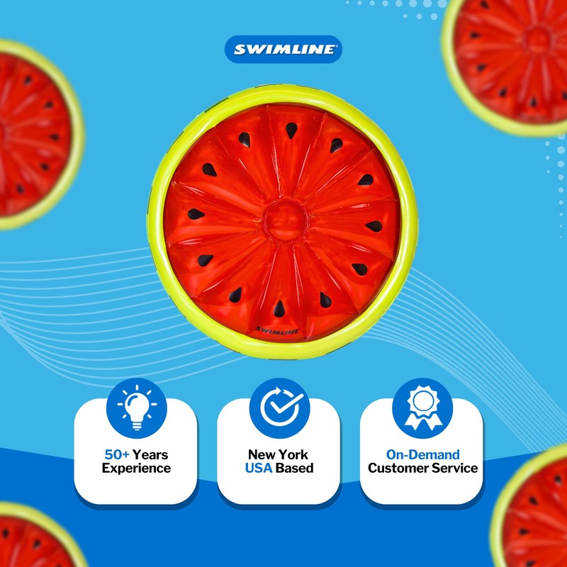 Swimline Watermelon Slice Floating Pool Island Red/Green 60'' Diameter