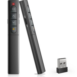 Presentation Clicker Wireless Slide Remote for Powerpoint PPT Slideshow, USB Presenter Pointer Advancer for Office Classroom Laptop/Computer/Mac Red Light